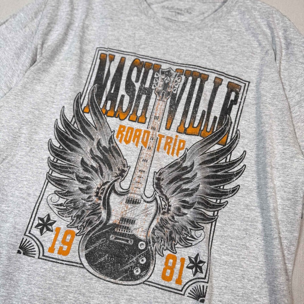 Rebellious One Nashville Road Trip Tee Grey Large Biker Grunge Streetwear